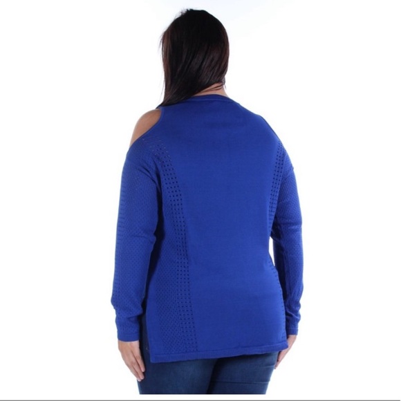 Bar lll Cold Shoulder Sweater Blue Size Medium - Picture 3 of 8